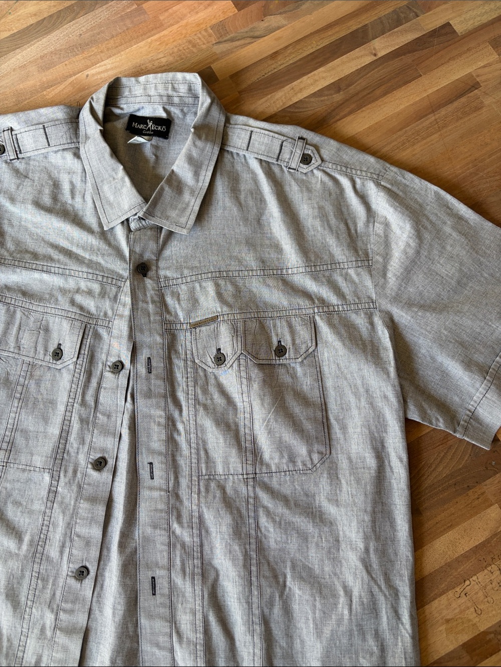 Marc Ecko Light Gray Short-Sleeve Button-Down Shirt